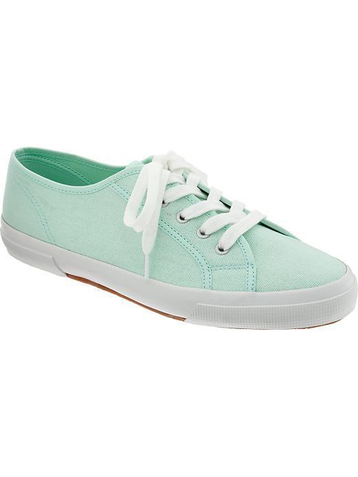 Old Navy Old Navy Womens Lace Up Canvas Sneakers - Mini Mint | LookMazing