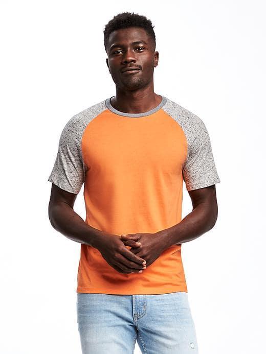 Old Navy Raglan Sleeve Baseball Tee For Men - Apollo Orange