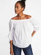 Old Navy Womens Off-the-shoulder Tie-cuff Top For Women Calla Lilies Size M