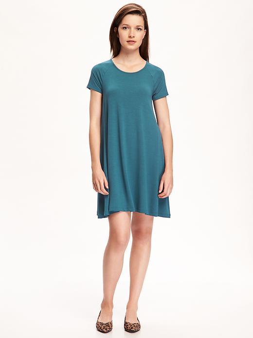 Old Navy Short Sleeve Knit Swing Dress For Women - Show And Teal