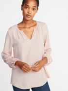 Old Navy Womens Split-neck Matte Satin Blouse For Women Bubblegum Pink Size Xs