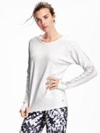 Old Navy Go Dry Long Sleeve Performance Top For Women - Light Grey Heather
