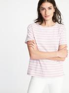 Old Navy Womens Relaxed Mariner-stripe Thick-knit Tee For Women Light Purple Stripe Size L