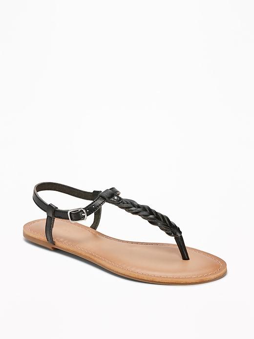 Old Navy Womens Braided T-strap Sandals For Women Blackjack Size 10