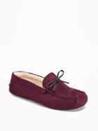 Old Navy Sueded Sherpa Lined Moccasin Slippers For Men - Raisin Arizona