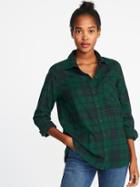 Old Navy Womens Relaxed Plaid Twill Classic Shirt For Women Black Watch Size M
