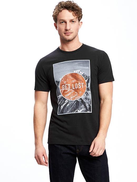 Old Navy Graphic Crew Neck Tee For Men - Black Scene