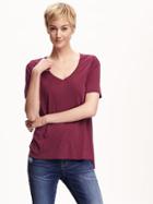 Old Navy Relaxed Drapey V Neck Tee For Women - Borscht