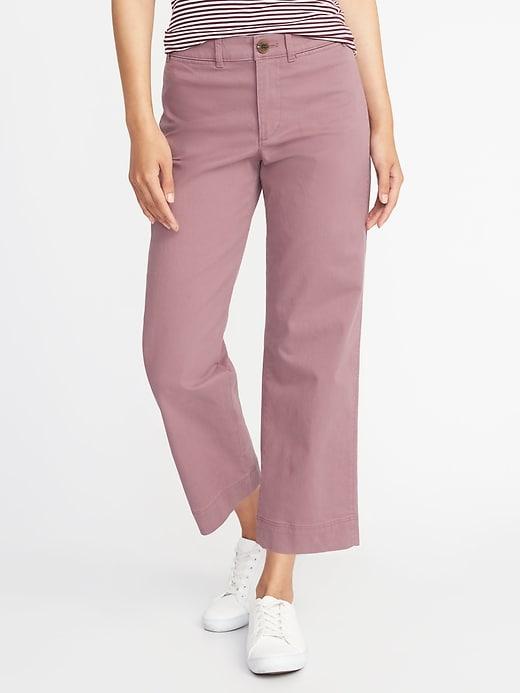 Old Navy Womens Mid-rise Cropped Wide-leg Chinos For Women Dusty Mauve Size 0