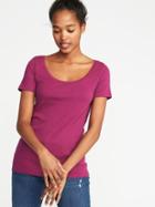 Old Navy Womens Slim-fit Scoop-neck Tee For Women Boysenberry Juice Size L