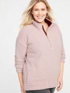 Old Navy Womens Sherpa 1/4-zip Plus-size Pullover Plum Tonic Size 2x