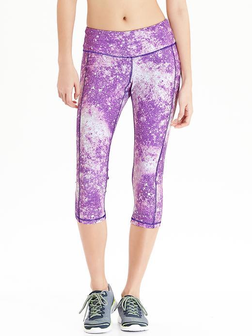 Old Navy Womens Active Patterned Compression Capris 20&quot; - Brightest Iris