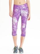 Old Navy Womens Active Patterned Compression Capris 20&quot; - Brightest Iris