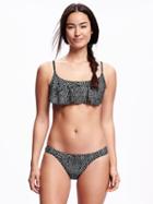 Old Navy Ruffle Overlay Bikini Top For Women - Black Floral