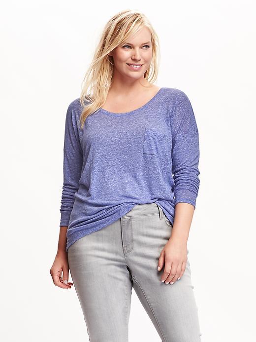 Old Navy Slub Knit Plus Size Pocket Tee Size 1x Plus - Flower Bunch Blue