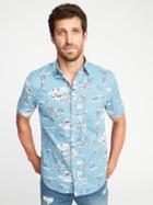 Old Navy Mens Slim-fit Built-in Flex Getaway Shirt For Men Sky Maintenance Size L