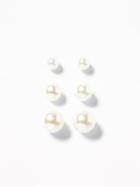 Old Navy  Faux-pearl Stud Earrings 3-pack For Women Silver Size One Size