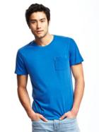 Old Navy Mens Garment-dyed Crew-neck Tee For Men Bluest Eye Size M