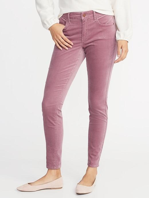 Old Navy Womens Mid-rise Rockstar Super Skinny Velvet Pants Pink Salt Size 10