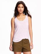 Old Navy Relaxed Curve Hem Linen Tank For Women - Ashen Lilac