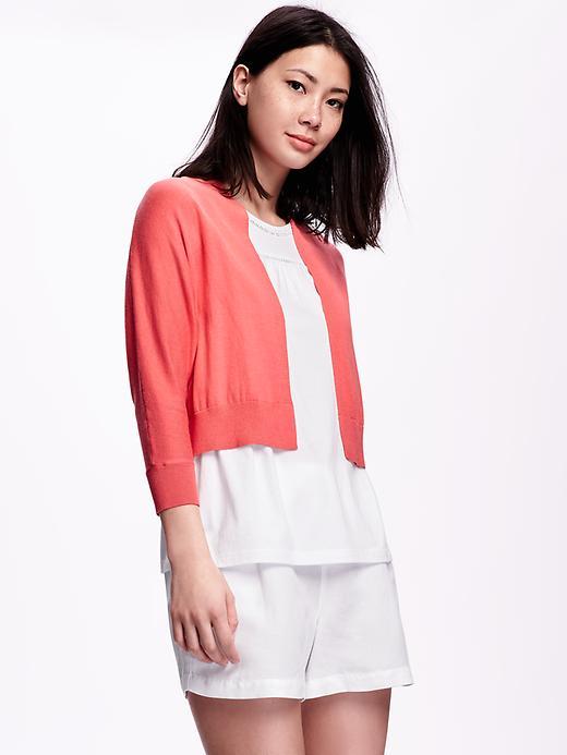 Old Navy Cropped Open Front Dolman Sleeve Cardigan For Women - Coral Tropics