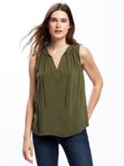Old Navy Relaxed Tie Front Tank For Women - Hunter