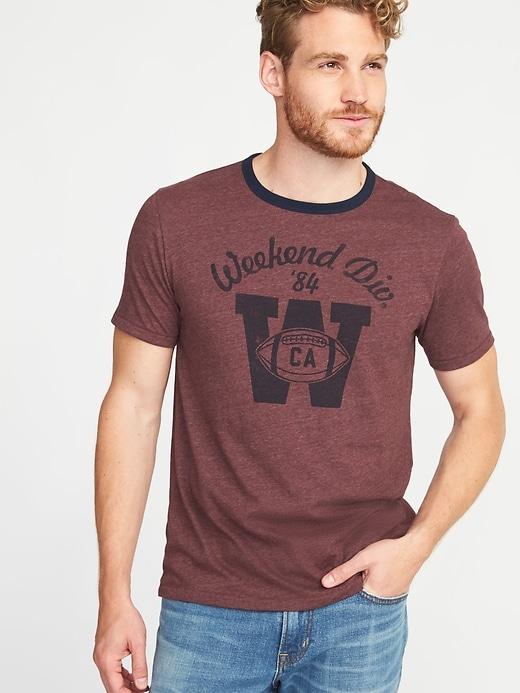 Old Navy Mens Graphic Crew-neck Ringer Tee For Men Raisin Arizona Size L