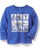 Old Navy Long Sleeve Graphic Tee Size 12-18 M - Royal Blue Monday