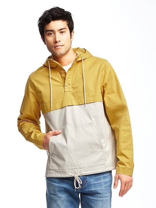 Old Navy Color Block Twill Pullover Hoodie For Men - Maize Maze