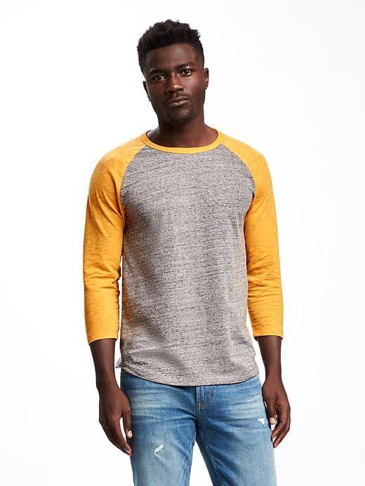 Old Navy Heathered Baseball Tee For Men - Heather Light Gray
