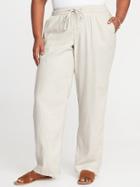 Old Navy Womens Plus-size Linen-blend Wide-leg Soft Pants Feather Size 3x