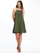 Old Navy Embroidered Swing Dress For Women - Green Days