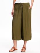 Old Navy Mid Rise Pull On Gauze Culottes For Women - Pasture Present