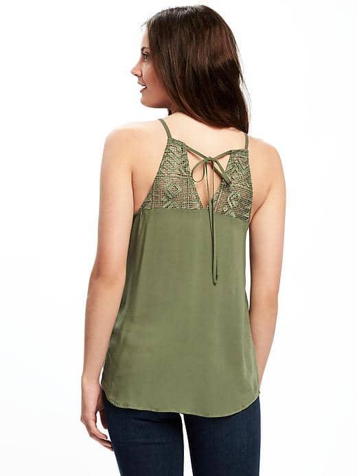 Old Navy High Neck Crochet Back Cami For Women - I Think Olive