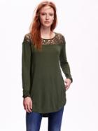 Old Navy Lace Yoke Long Sleeve Tee Size L Tall - Chard Knock Life