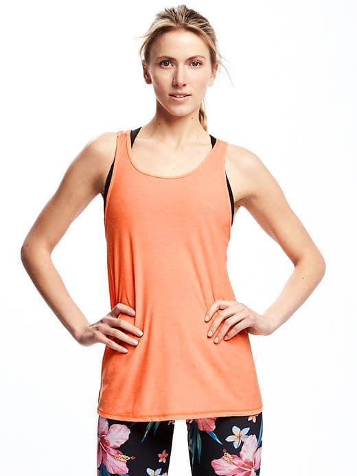 Old Navy Go Dry Cross Back Tank For Women - Orange Slush Neon
