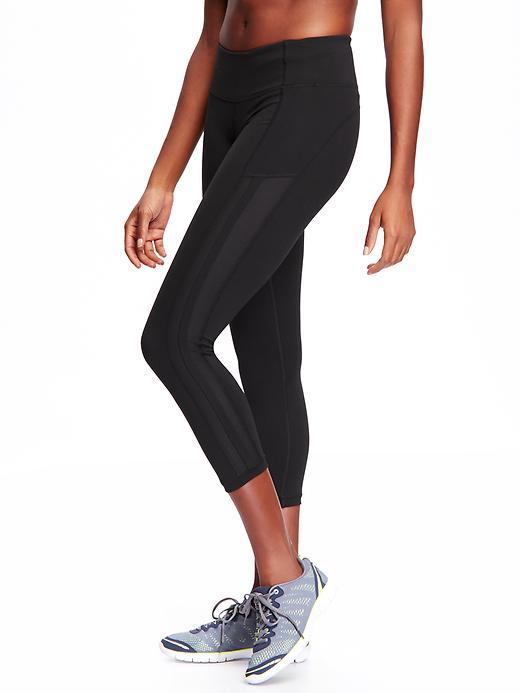 Old Navy Compression Mesh Panel Crops - Blackjack