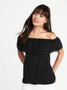 Old Navy Womens Relaxed Off-the-shoulder Swing Top For Women Black Size M