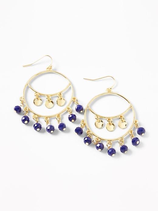 Old Navy Womens Beaded Chandelier Hoop Earrings For Women Indigo Size One Size