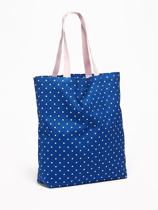 Old Navy Womens Printed Canvas Tote For Women Blue Polka Dot Size One Size