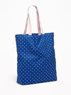 Old Navy Womens Printed Canvas Tote For Women Blue Polka Dot Size One Size