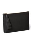 Old Navy Faux Leather Zip Top Clutch - Black L