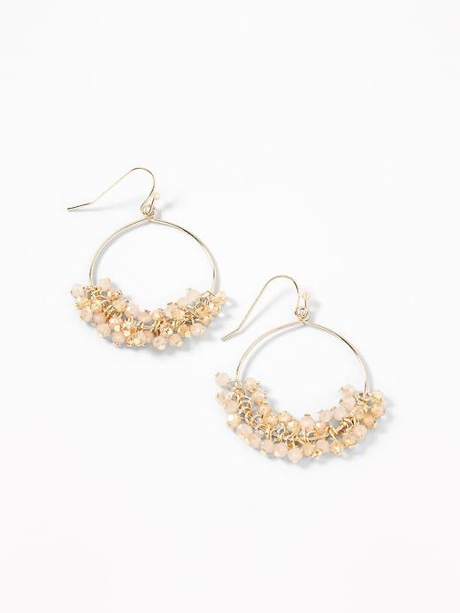 Old Navy  Beaded-cluster Hoop Earrings For Women Light Pink Size One Size
