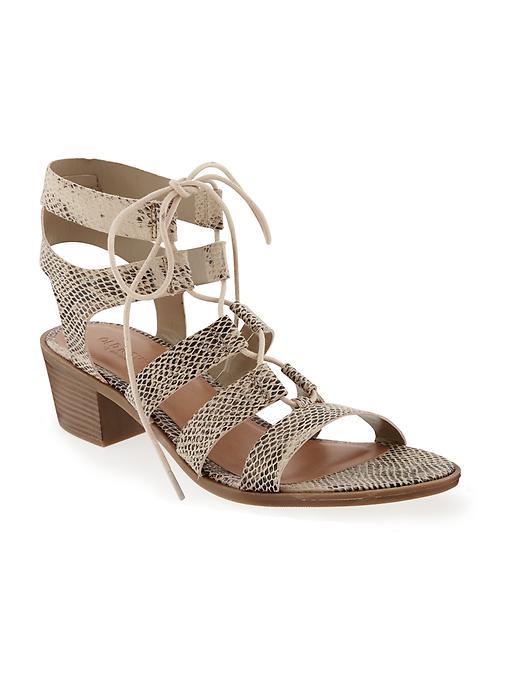 Old Navy Gladiator Block Heel Sandals For Women - Tan Snake