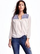 Old Navy Embroidered Swing Blouse - Creme De La Creme