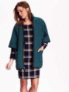 Old Navy Wool Blend Cocoon Coat - Kelp Forest