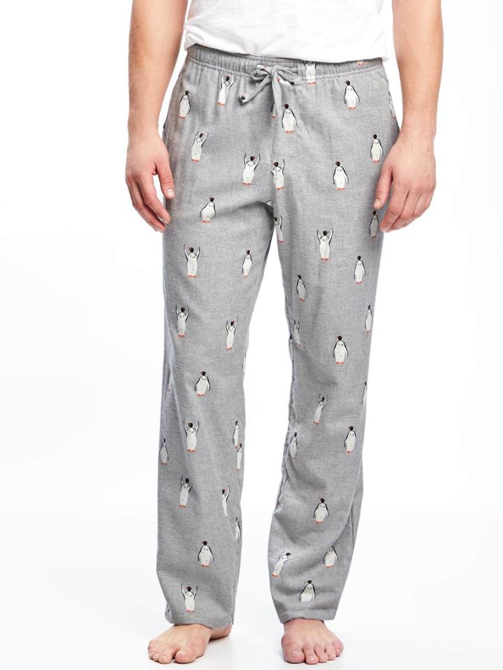Old Navy Flannel Patterned Sleep Pants For Men - Penguins Grey