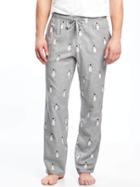 Old Navy Flannel Patterned Sleep Pants For Men - Penguins Grey