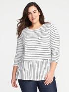 Old Navy Womens Relaxed Plus-size Peplum-hem Top Calla Lilies Size 3x
