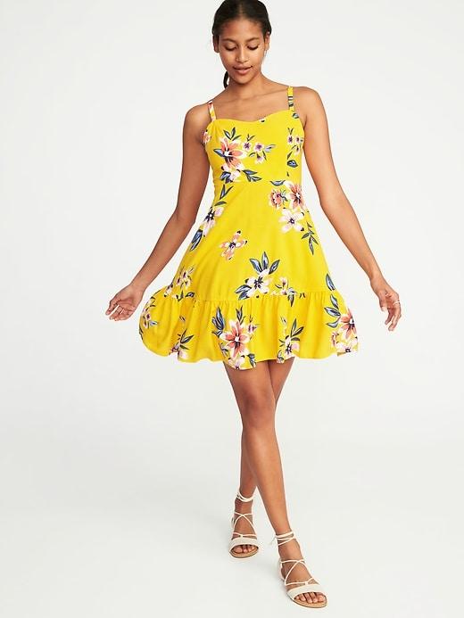 Old Navy Womens Fit & Flare Tiered Cami Dress For Women Yellow Floral Size Xxl